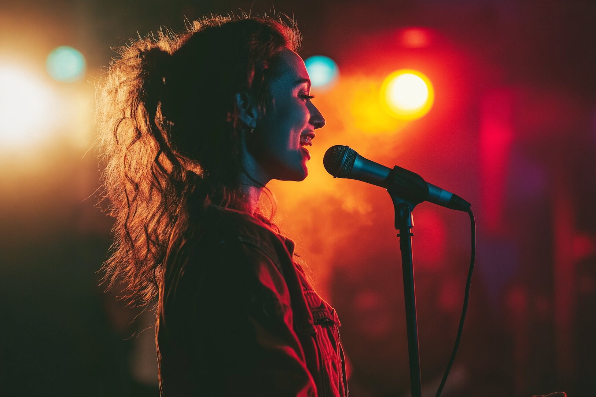 Woman Singing in Profile Woman Singing in Profile